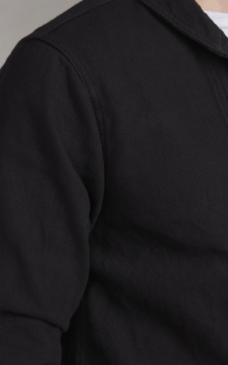 Momotaro Jeans Dobby Coverall Jacket Black - Image 5