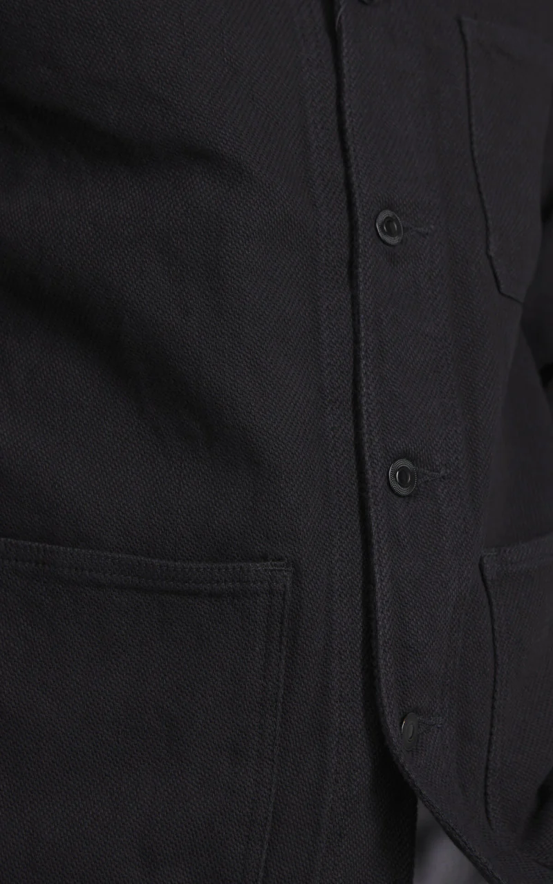 Momotaro Jeans Dobby Coverall Jacket Black - Image 6