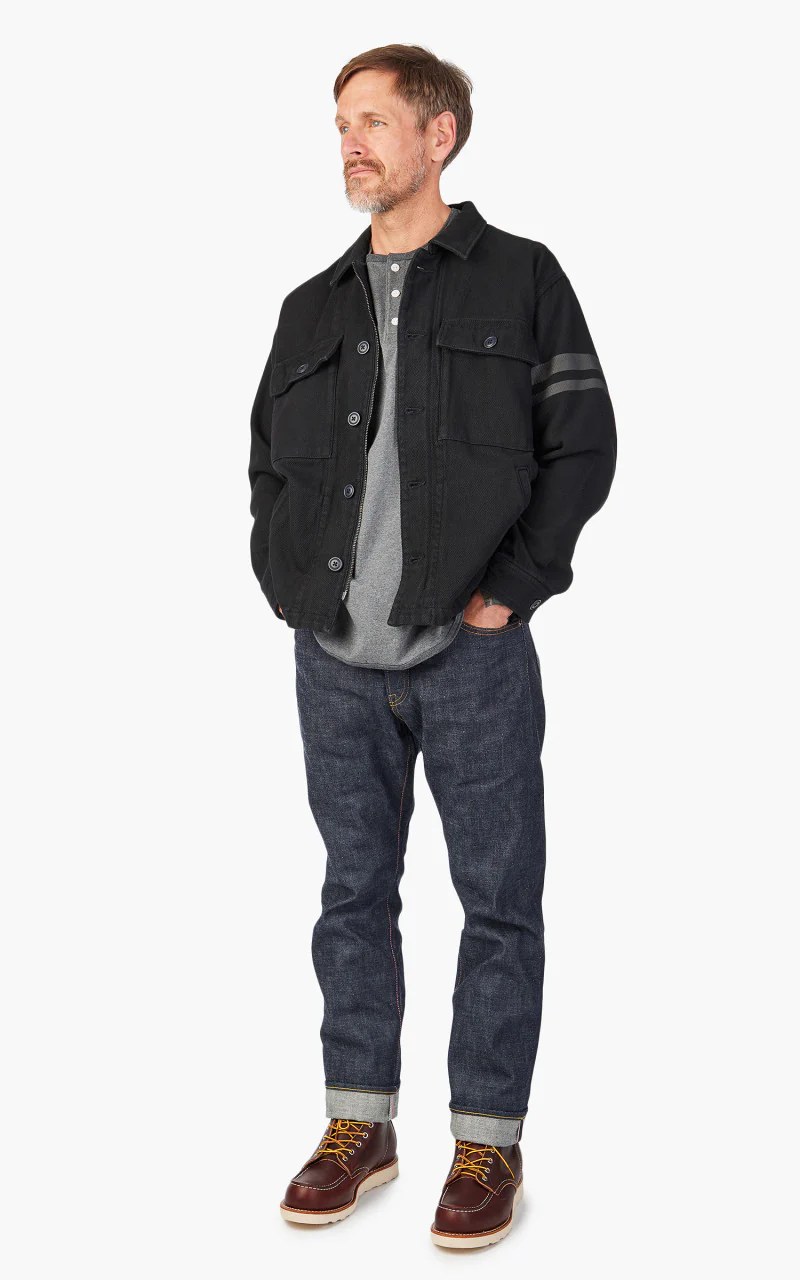 Momotaro Jeans GTB Black Dobby Military Jacket - Image 4