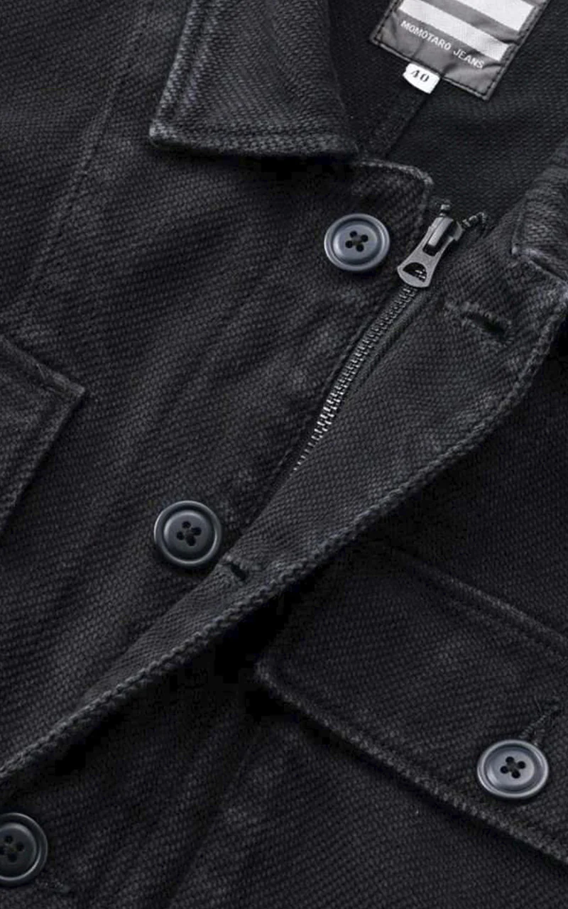 Momotaro Jeans GTB Black Dobby Military Jacket - Image 5