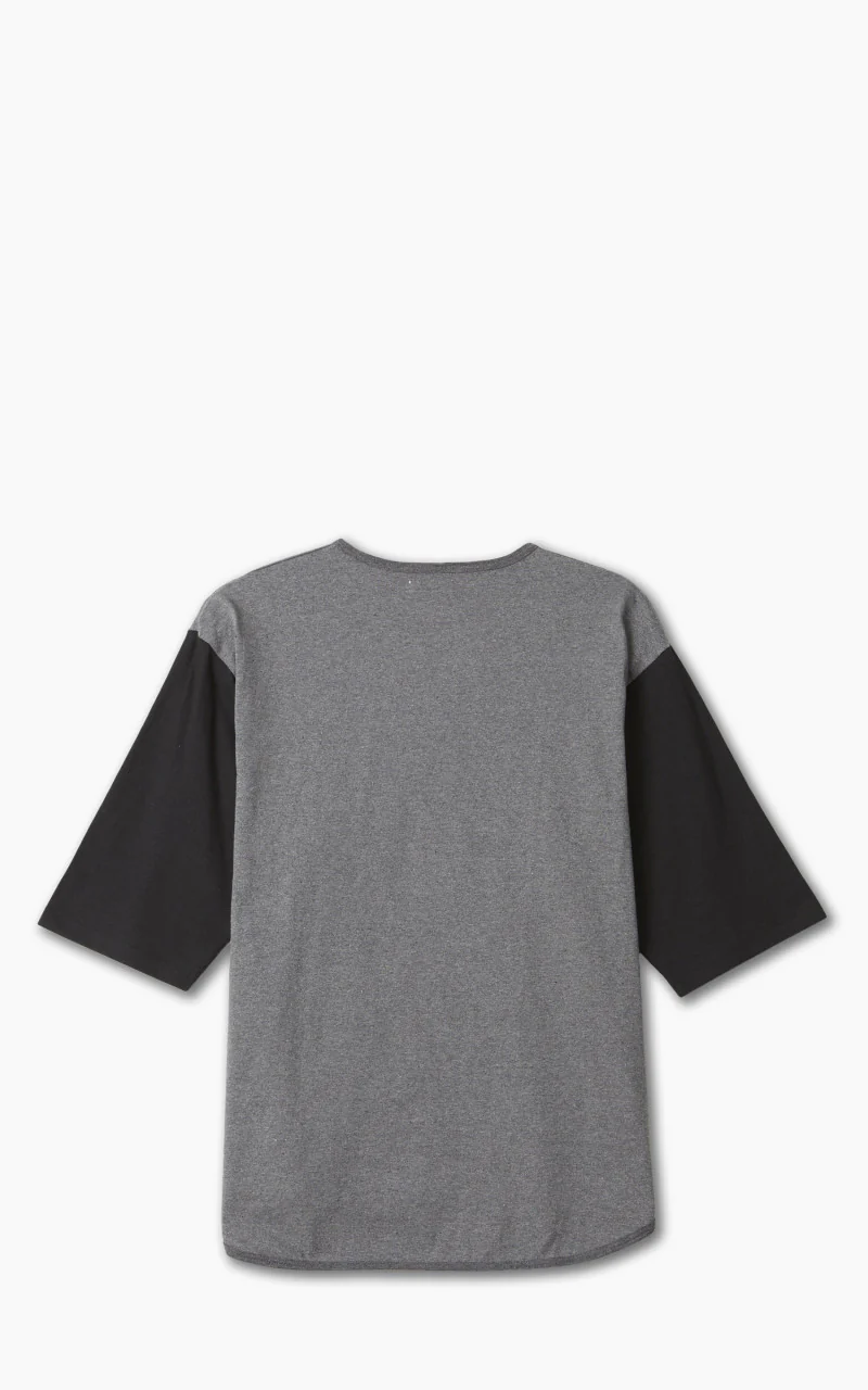Momotaro Jeans Henley Baseball T-Shirt Grey/Black - Image 3