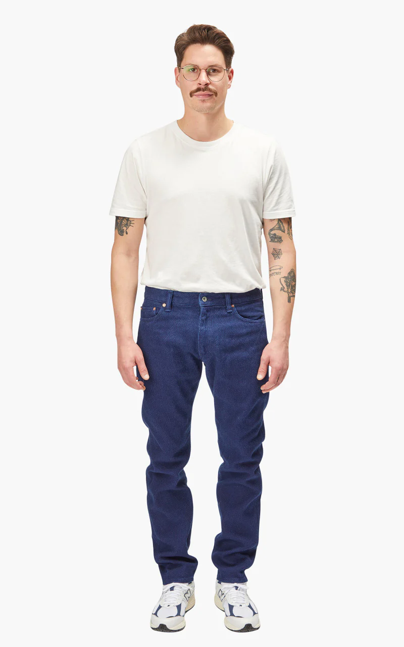 Momotaro Jeans Indigo Sashiko Narrow Tapered GTB Stripes Indigo - Image 3