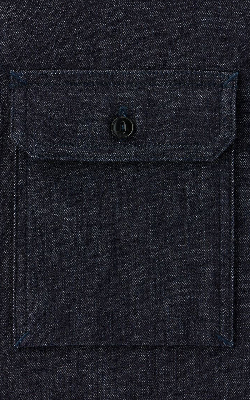MOMOTARO JEANS MALS1000 Triple Stitch L/S Denim Shirt Indigo 8oz - Image 5