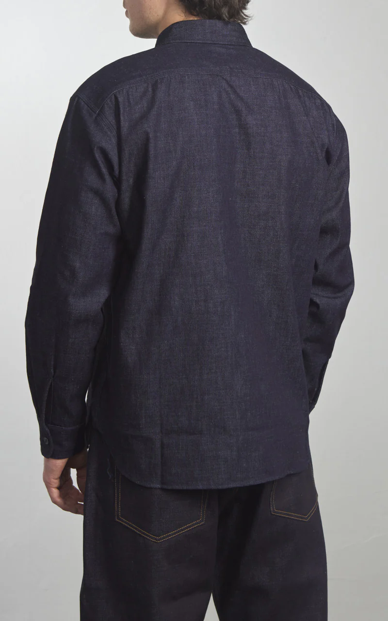 MOMOTARO JEANS MALS1000 Triple Stitch L/S Denim Shirt Indigo 8oz - Image 7