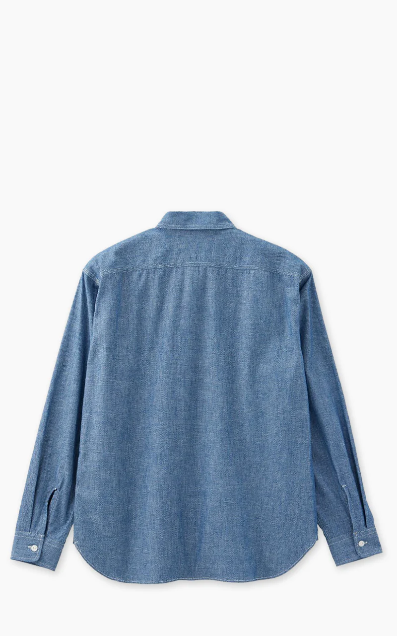 MOMOTARO JEANS MALS1001 Triple Stitch L/S Chambray Shirt Indigo 5oz - Image 9