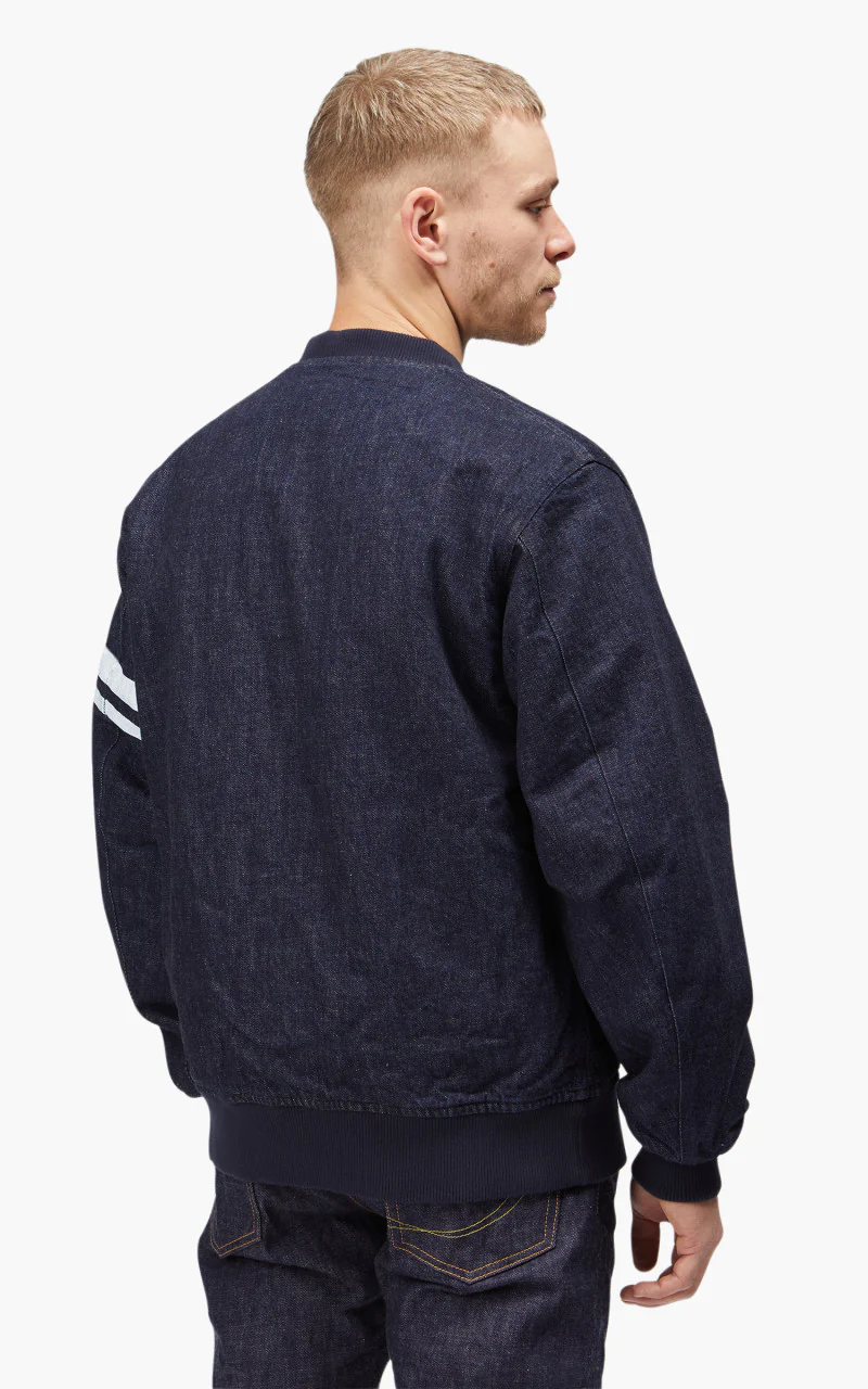Momotaro Jeans MJK0040M23 Denim Varsity Jacket Indigo GTB - Image 6