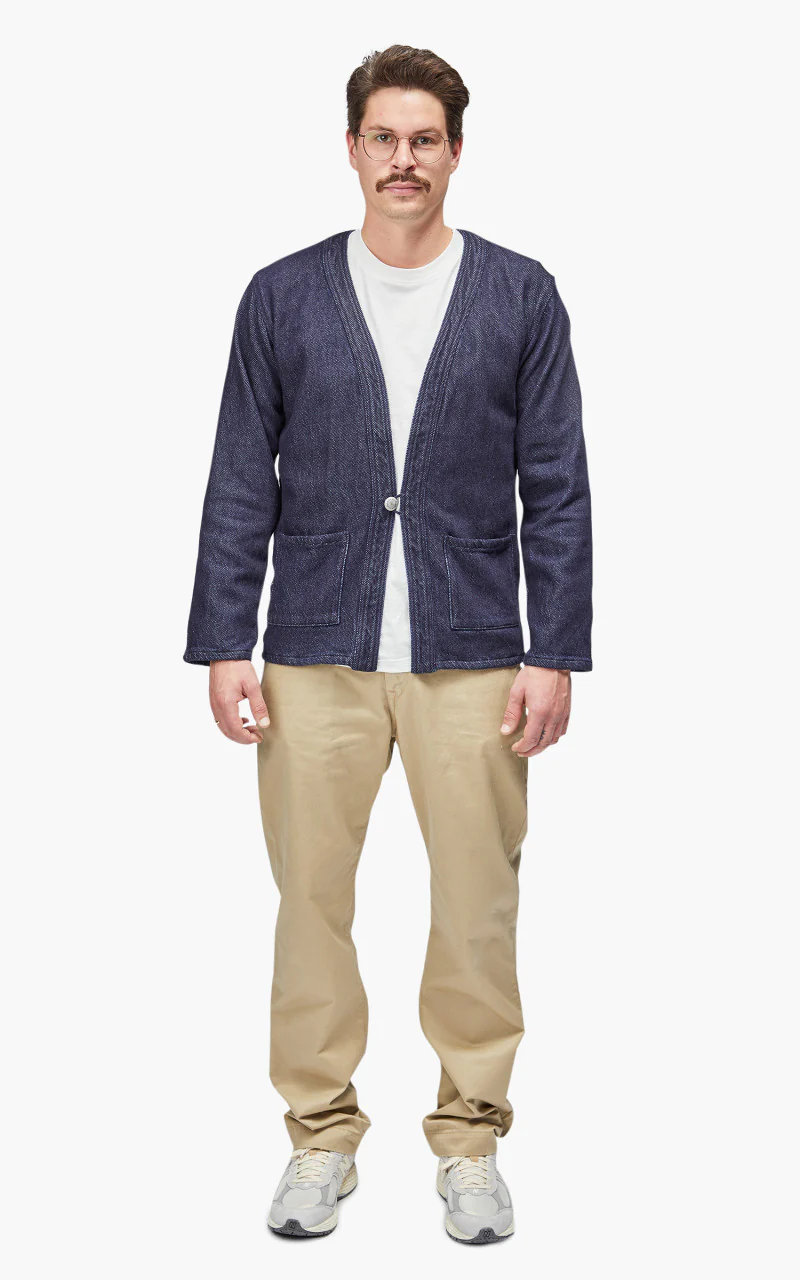 Momotaro Jeans MJK0050M23 Knit-ish Denim Cardigan Indigo - Image 2