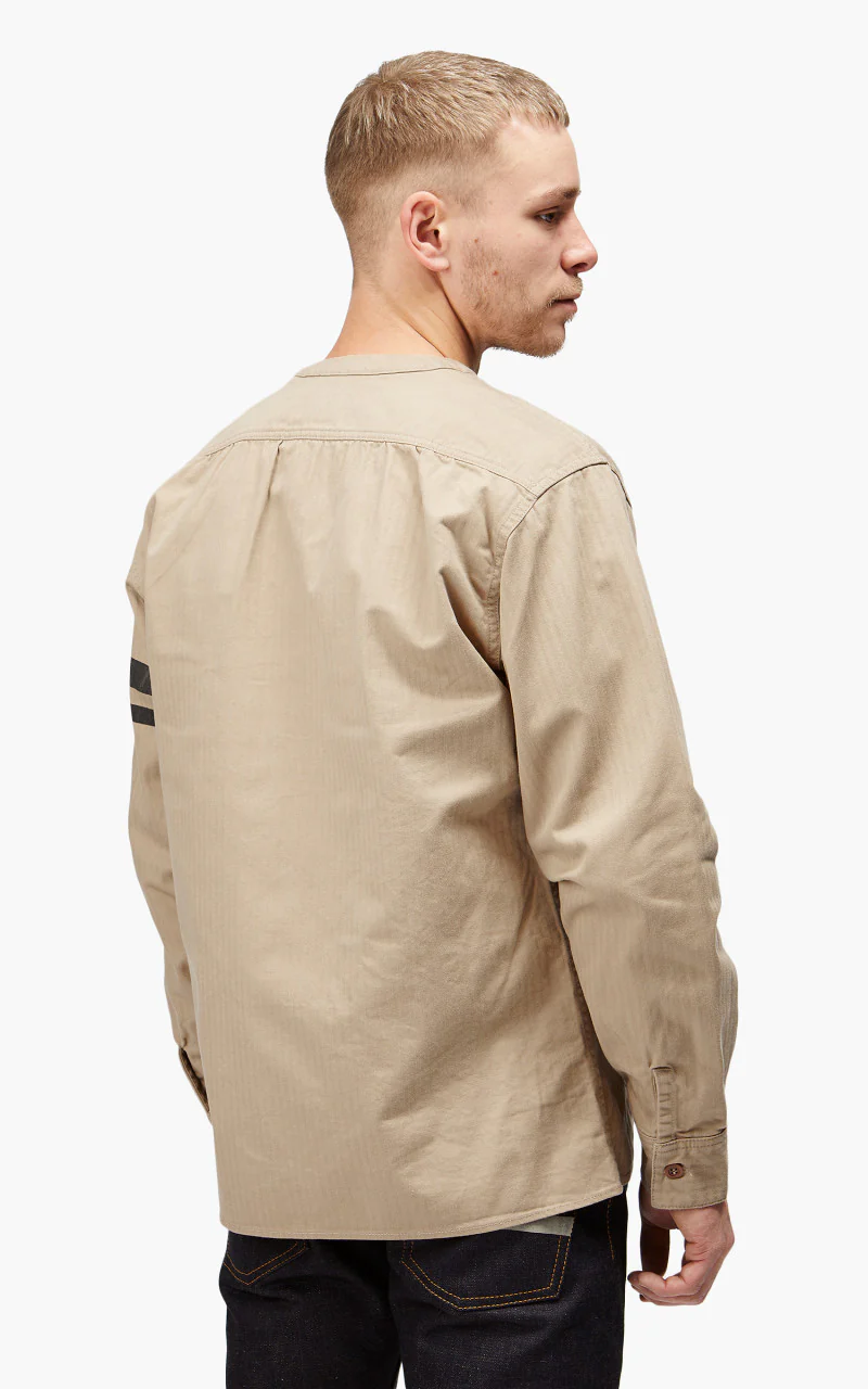 Momotaro Jeans MLS1050M23 Military Herringbone Work Cardigan Beige - Image 7