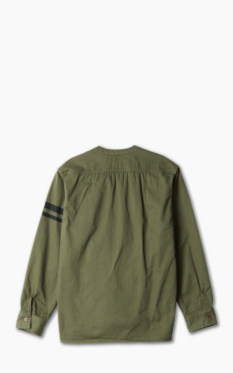 Momotaro Jeans MLS1050M23 Military Herringbone Work Cardigan Olive Drab - Image 4