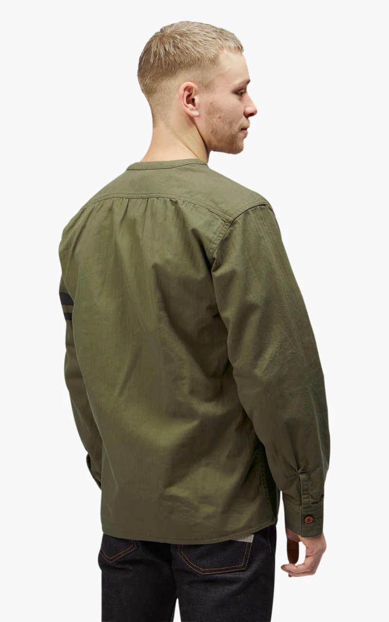 Momotaro Jeans MLS1050M23 Military Herringbone Work Cardigan Olive Drab - Image 7