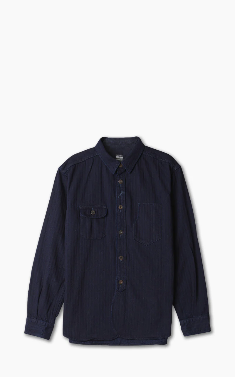 Momotaro Jeans MLS1060M23 Herringbone Work Shirt Indigo