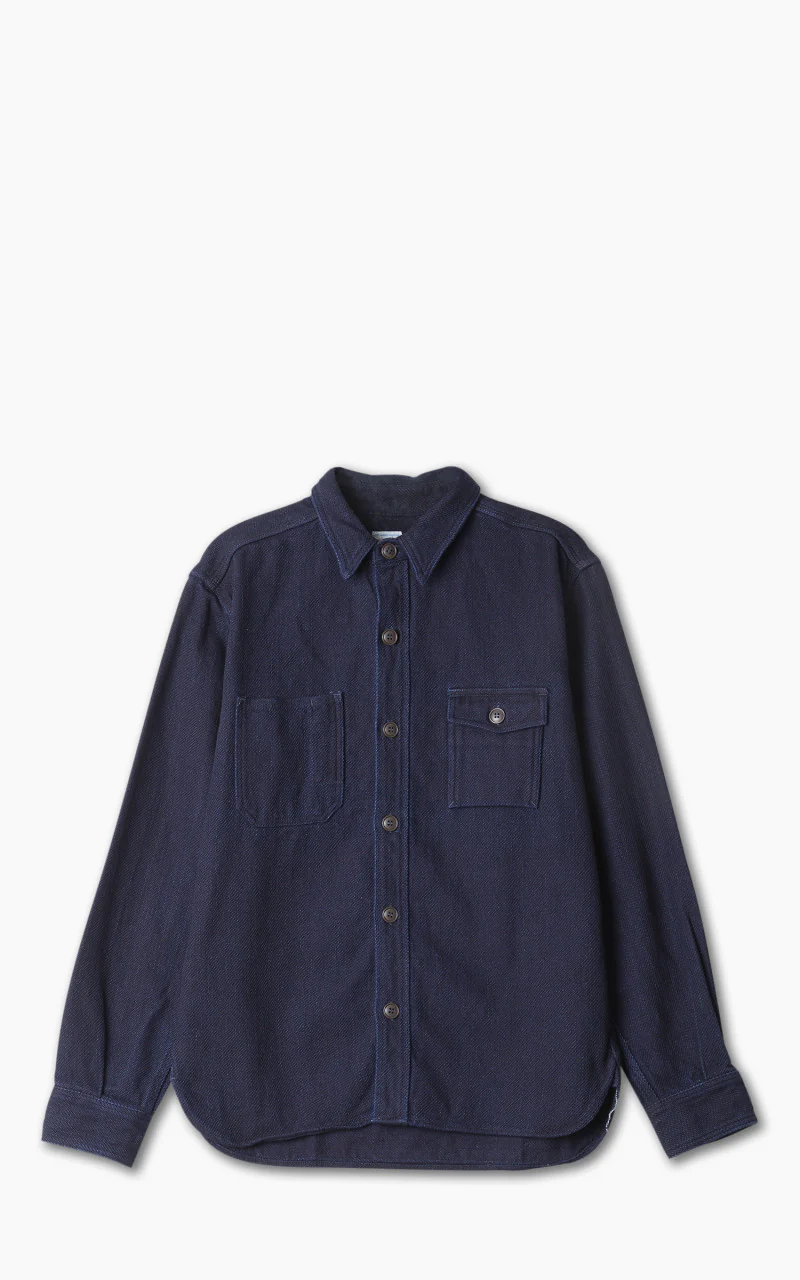Momotaro Jeans MLS1070M23 Heavy Dobby Shirt Sashiko Indigo