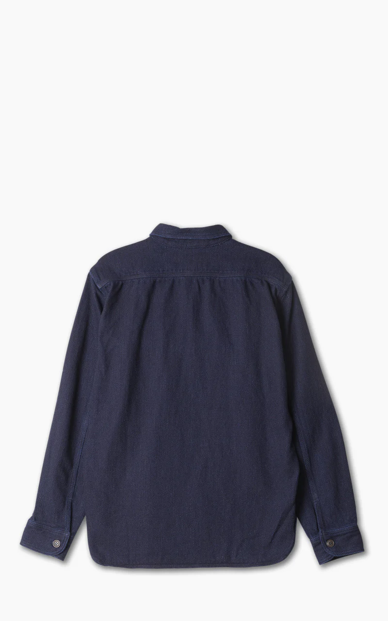 Momotaro Jeans MLS1070M23 Heavy Dobby Shirt Sashiko Indigo - Image 3