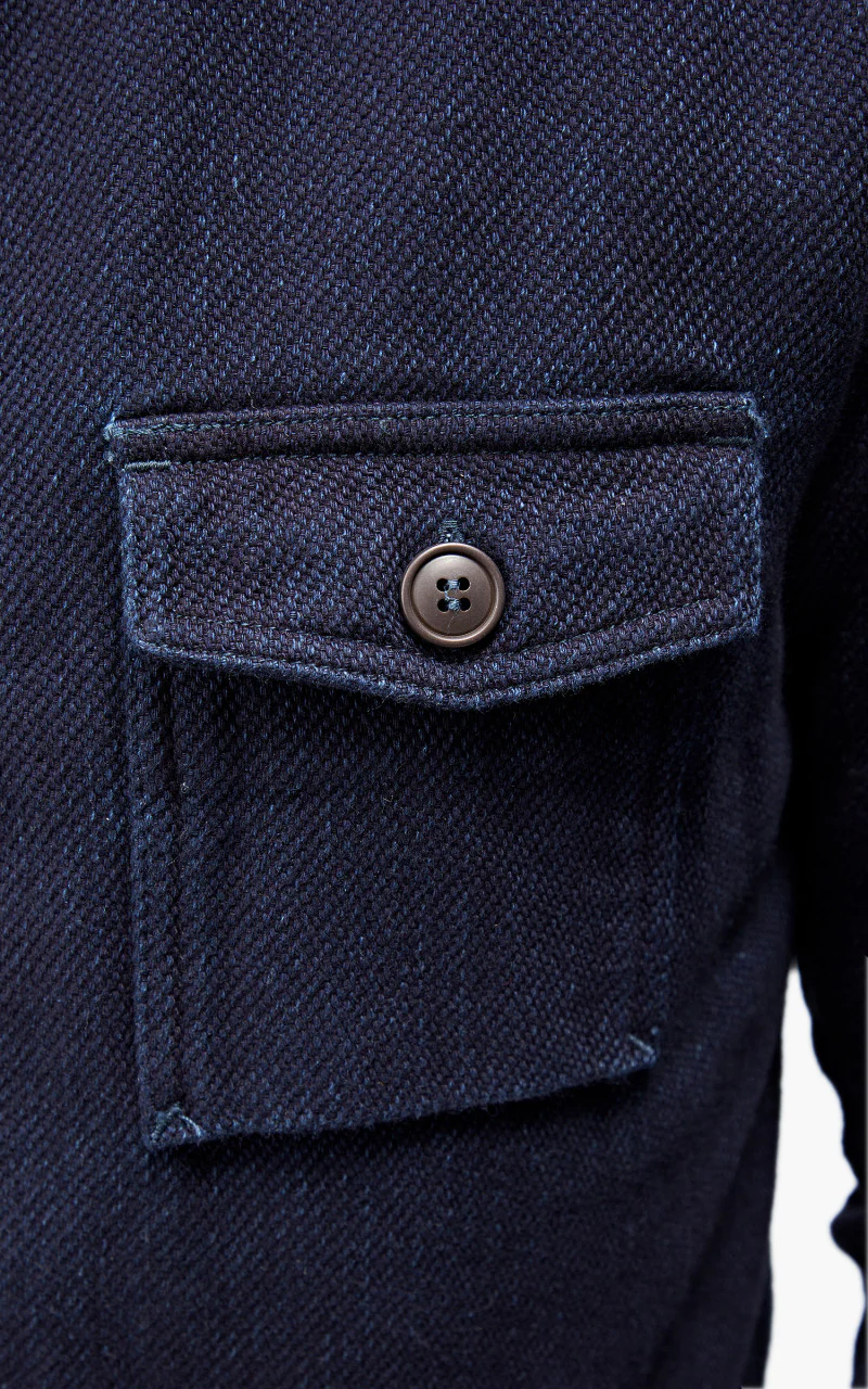 Momotaro Jeans MLS1070M23 Heavy Dobby Shirt Sashiko Indigo - Image 4