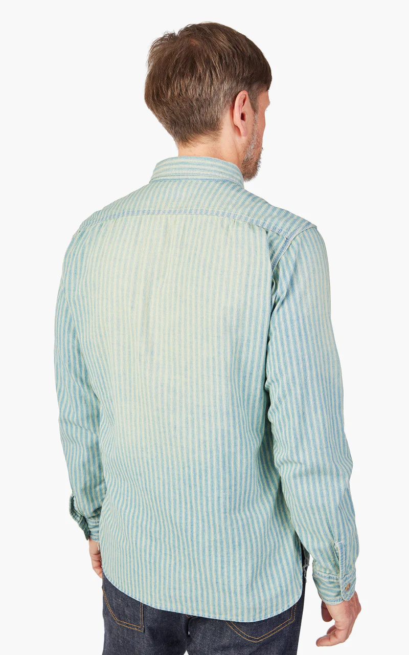 Momotaro Jeans MLS1070M31 Indigo Stripe Work Shirt - Image 7