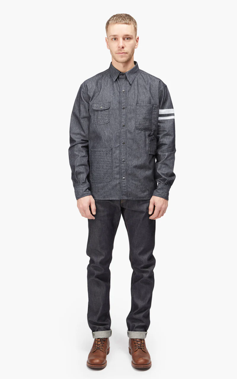 Momotaro Jeans MLS2030M23 Flame-Retardant Denim Shirt Indigo - Image 2