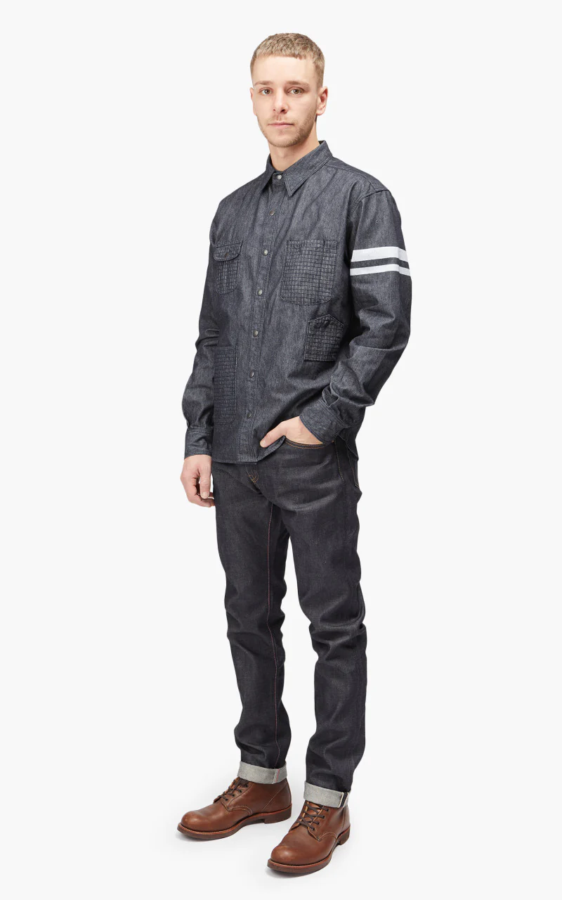 Momotaro Jeans MLS2030M23 Flame-Retardant Denim Shirt Indigo - Image 3