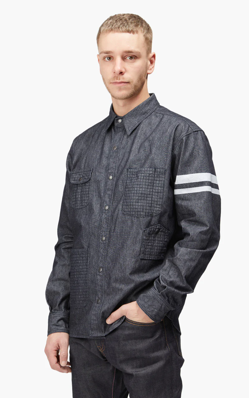 Momotaro Jeans MLS2030M23 Flame-Retardant Denim Shirt Indigo - Image 7