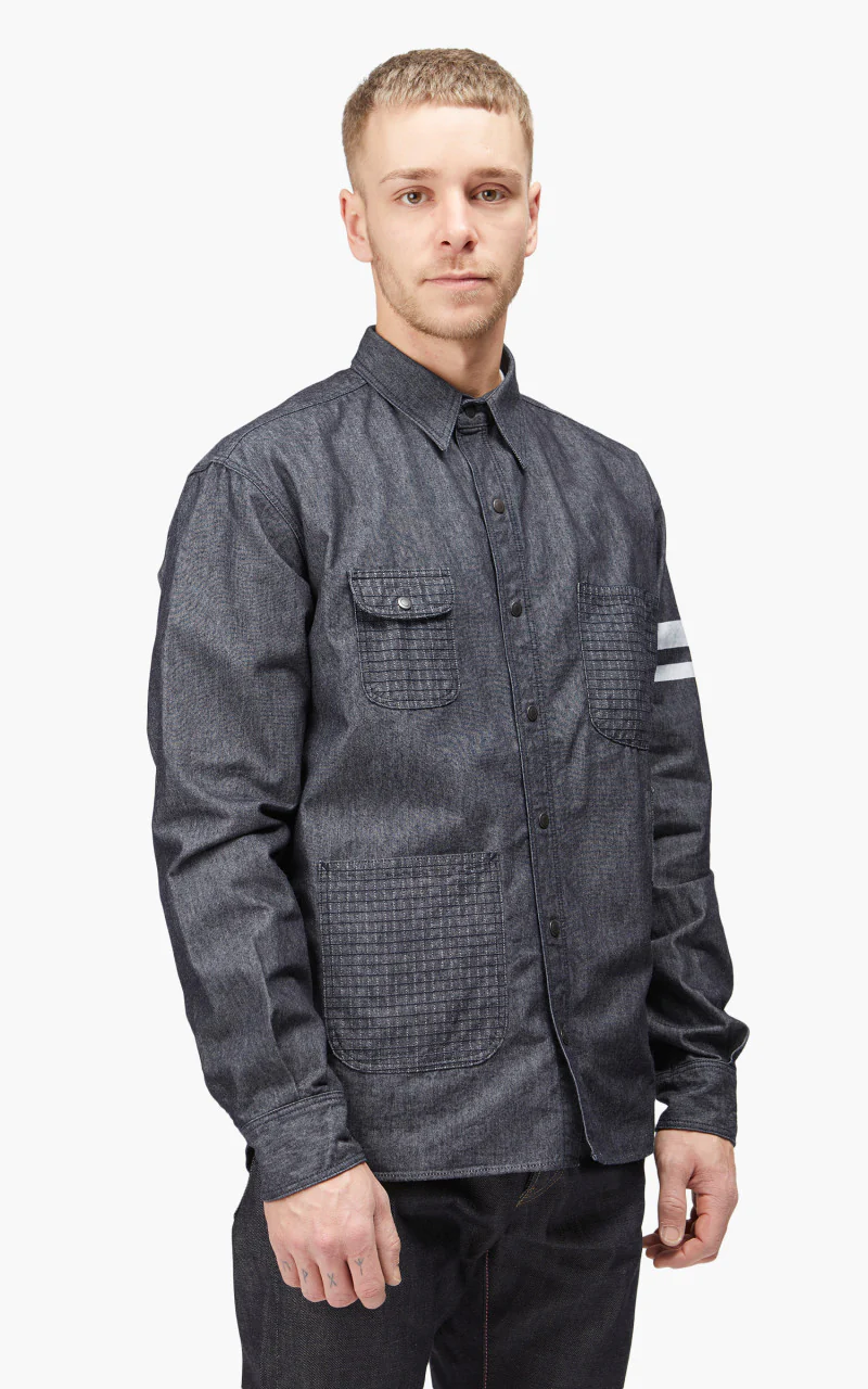 Momotaro Jeans MLS2030M23 Flame-Retardant Denim Shirt Indigo - Image 8