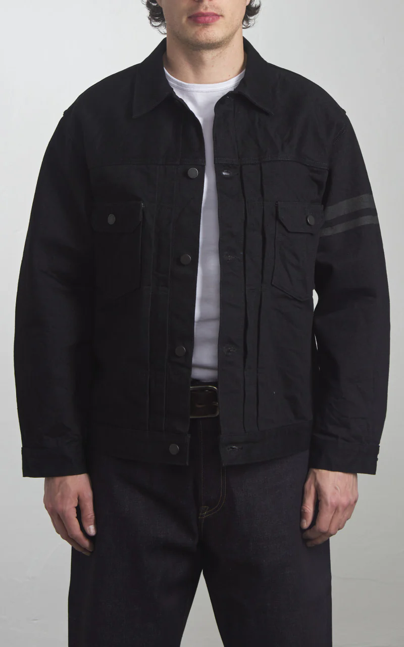MOMOTARO JEANS MMGJ1102 Classic Type 2 Denim Jacket Black 15.7oz - Image 3