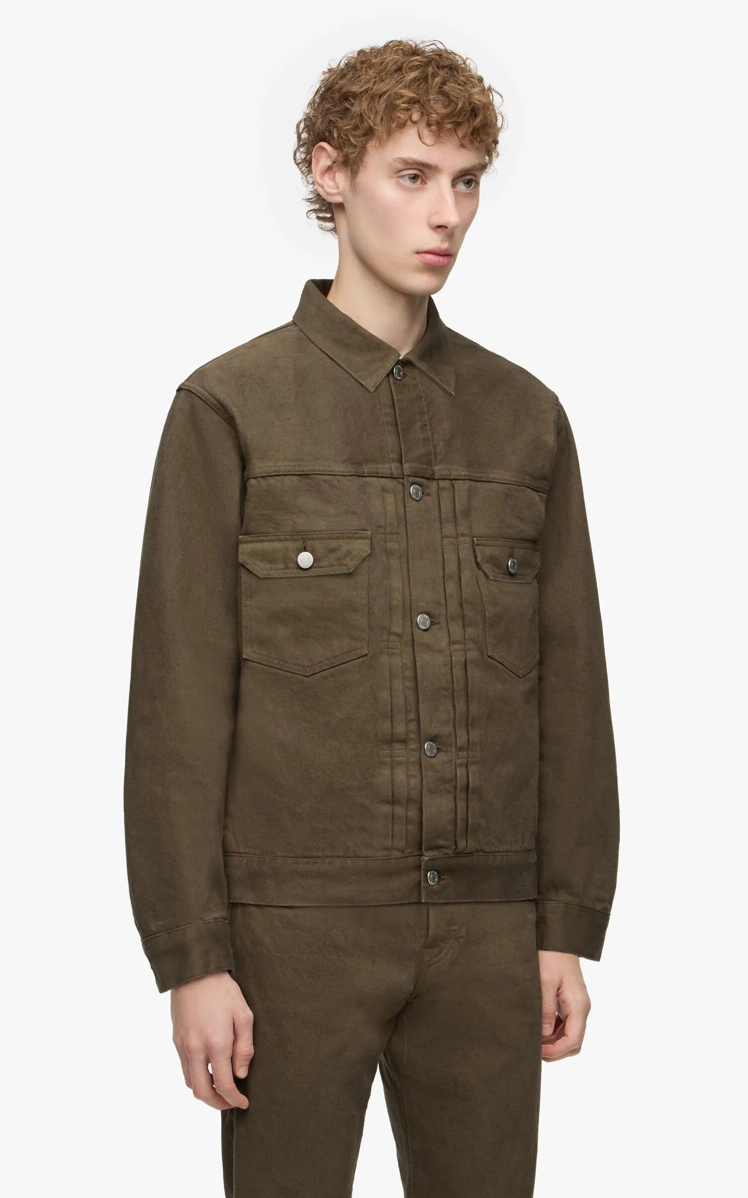 MOMOTARO JEANS MMGJ6004 #002 'Botanical Moss Dye' Type 2 Denim Jacket Khaki - Image 4