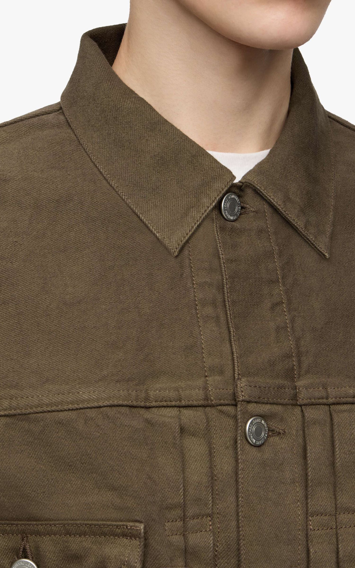 MOMOTARO JEANS MMGJ6004 #002 'Botanical Moss Dye' Type 2 Denim Jacket Khaki - Image 5
