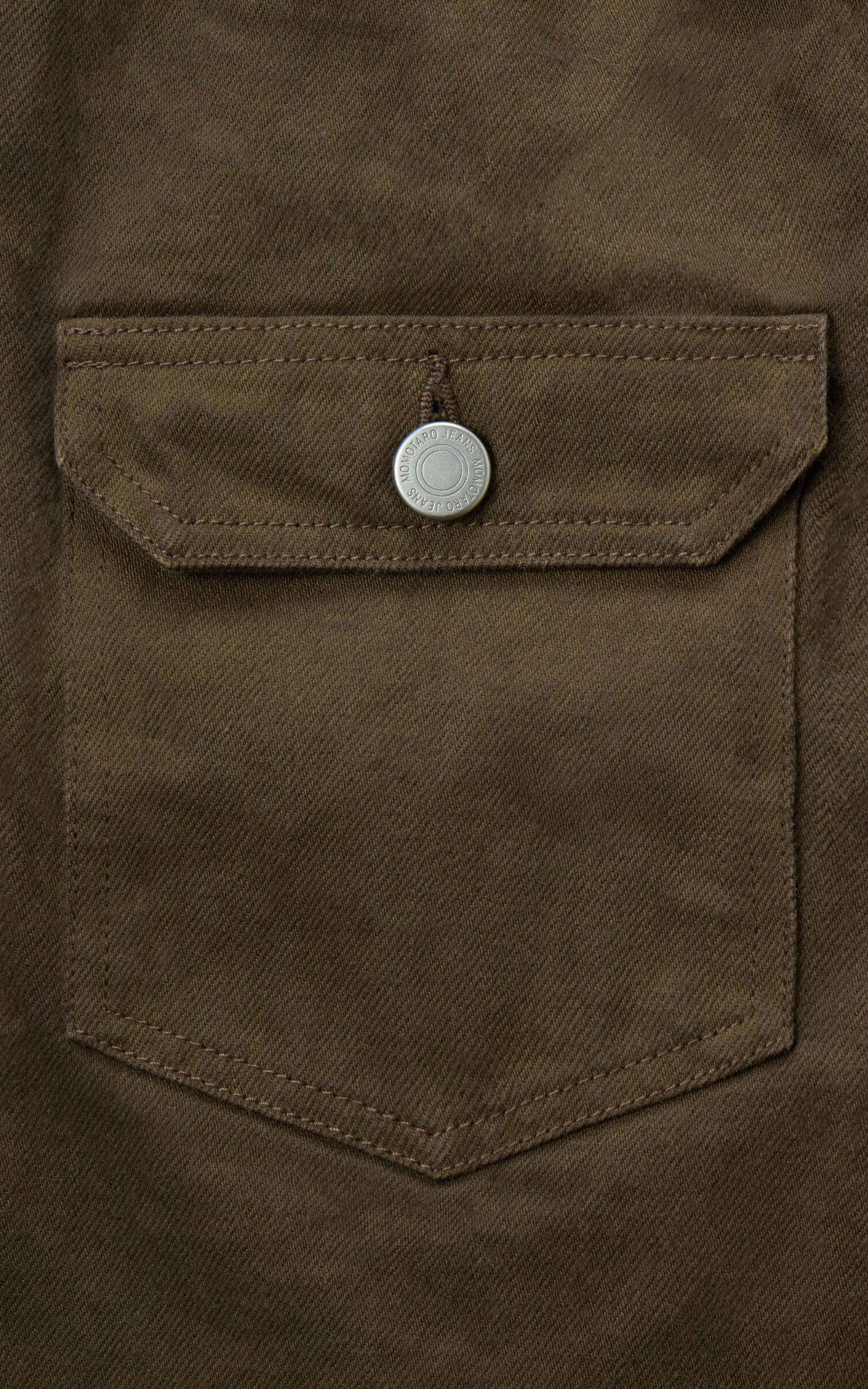 MOMOTARO JEANS MMGJ6004 #002 'Botanical Moss Dye' Type 2 Denim Jacket Khaki - Image 6