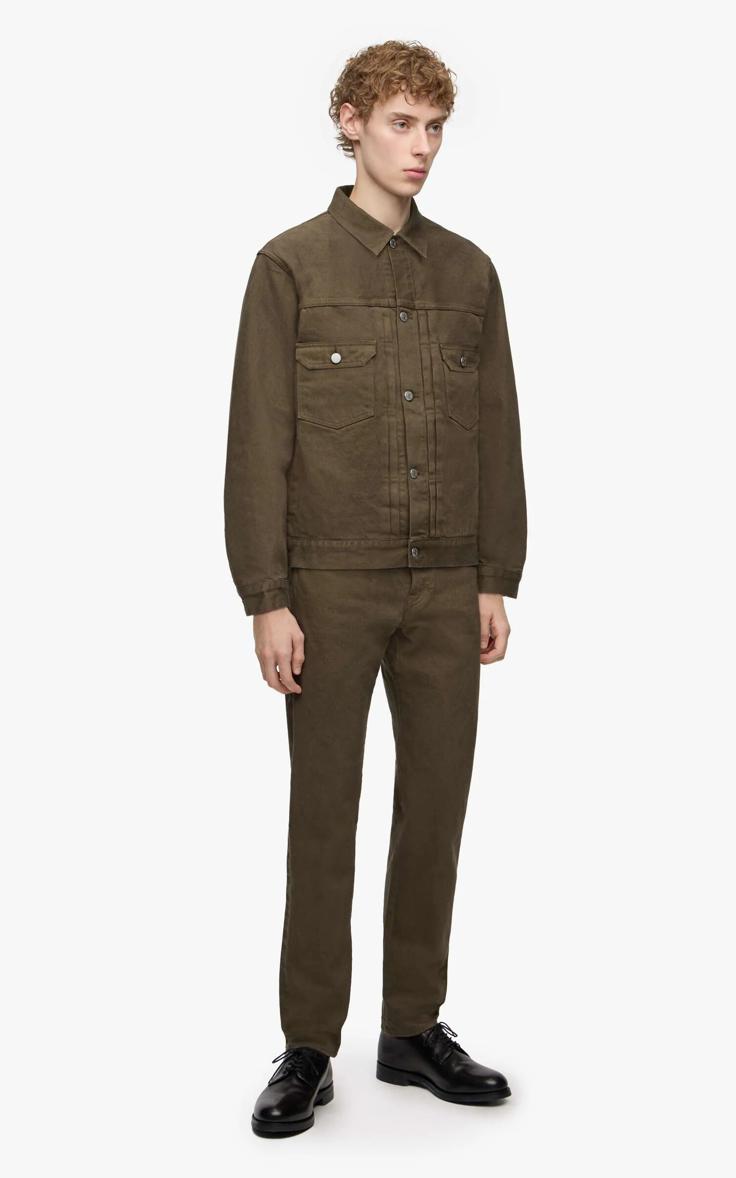 MOMOTARO JEANS MMGJ6004 #002 'Botanical Moss Dye' Type 2 Denim Jacket Khaki - Image 7