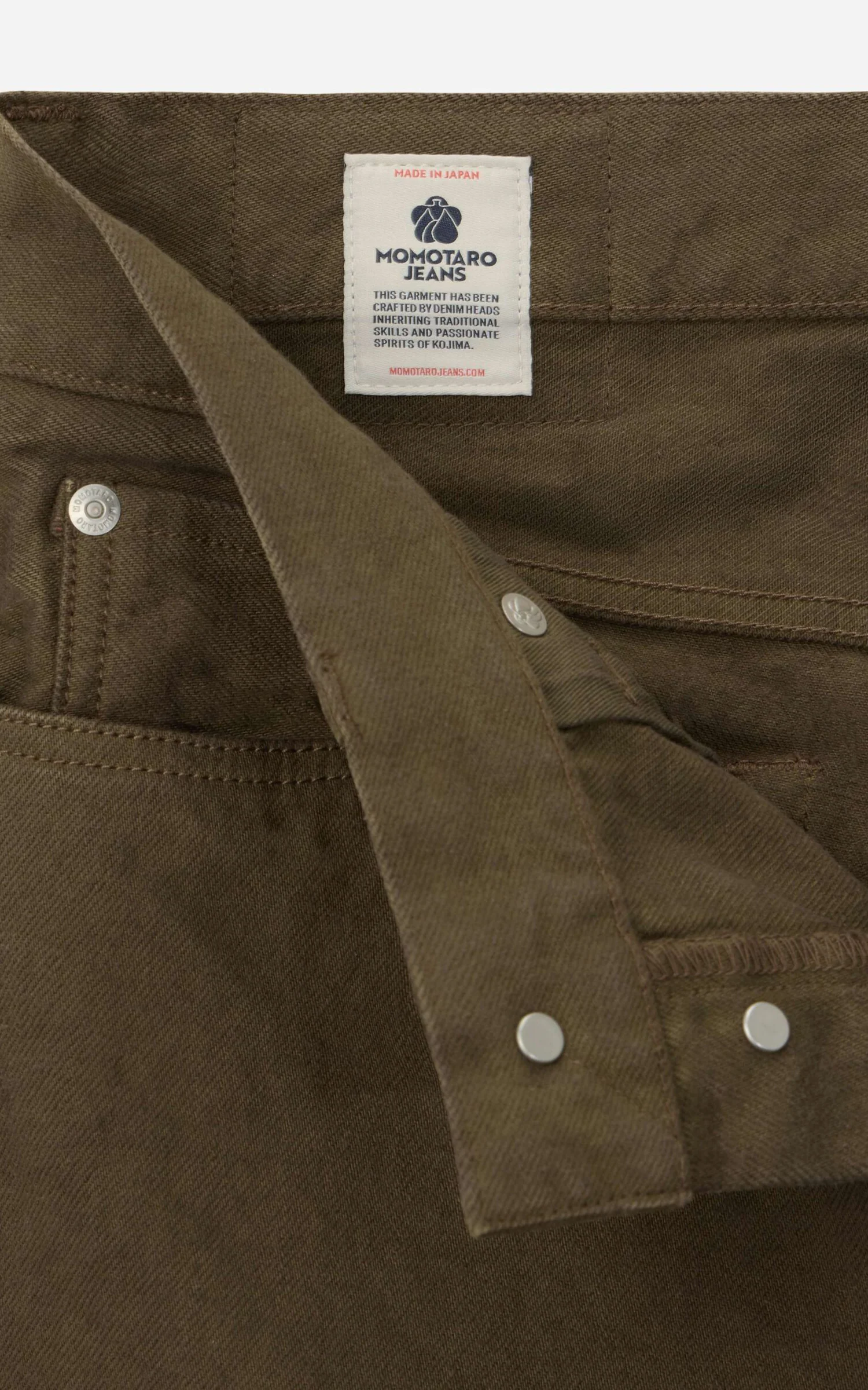 MOMOTARO JEANS MMJZ6403 #100 'Botanical Moss Dye' Straight Denim Khaki - Image 6
