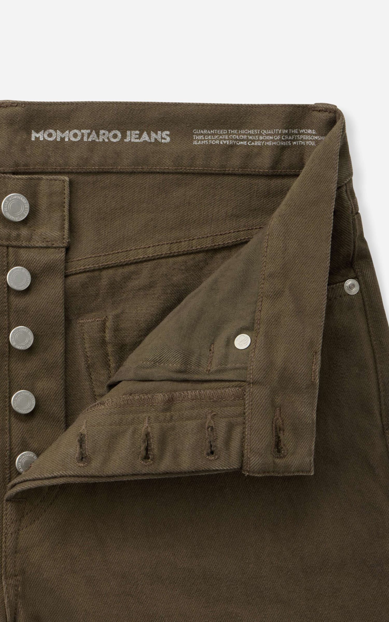 MOMOTARO JEANS MMJZ6403 #100 'Botanical Moss Dye' Straight Denim Khaki - Image 7