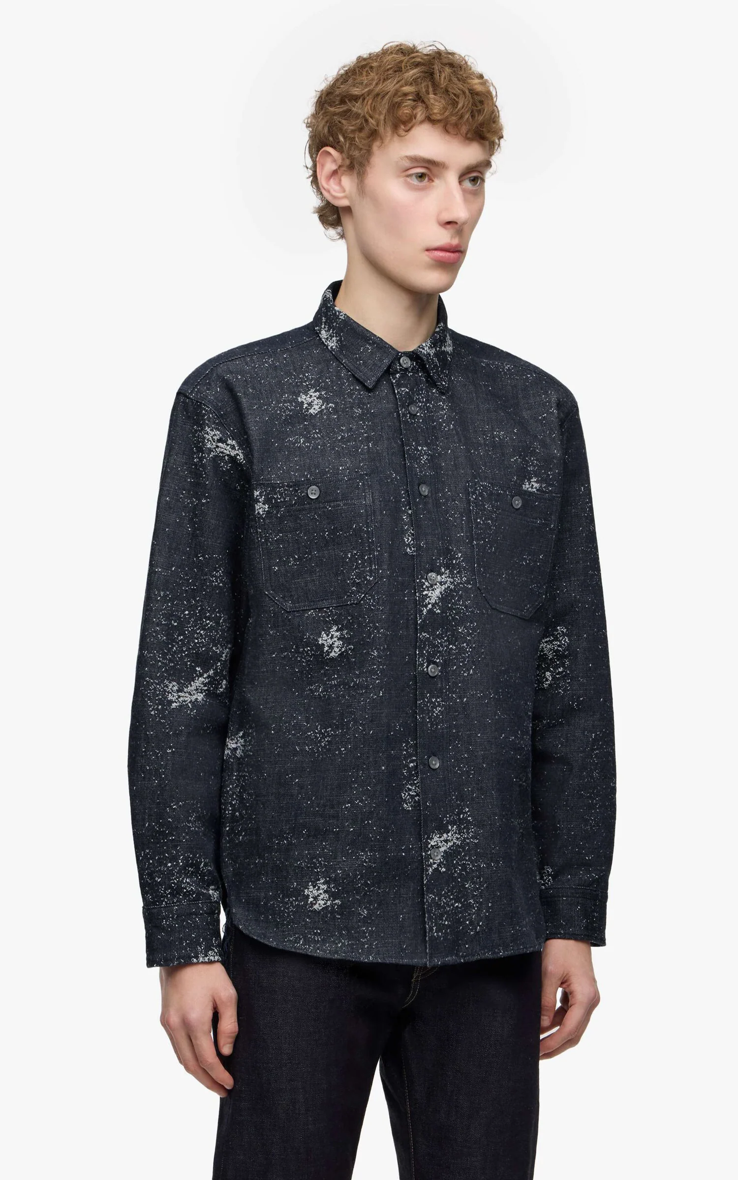 MOMOTARO JEANS MMLS6008 Jacquard L/S Shirt Indigo - Image 4