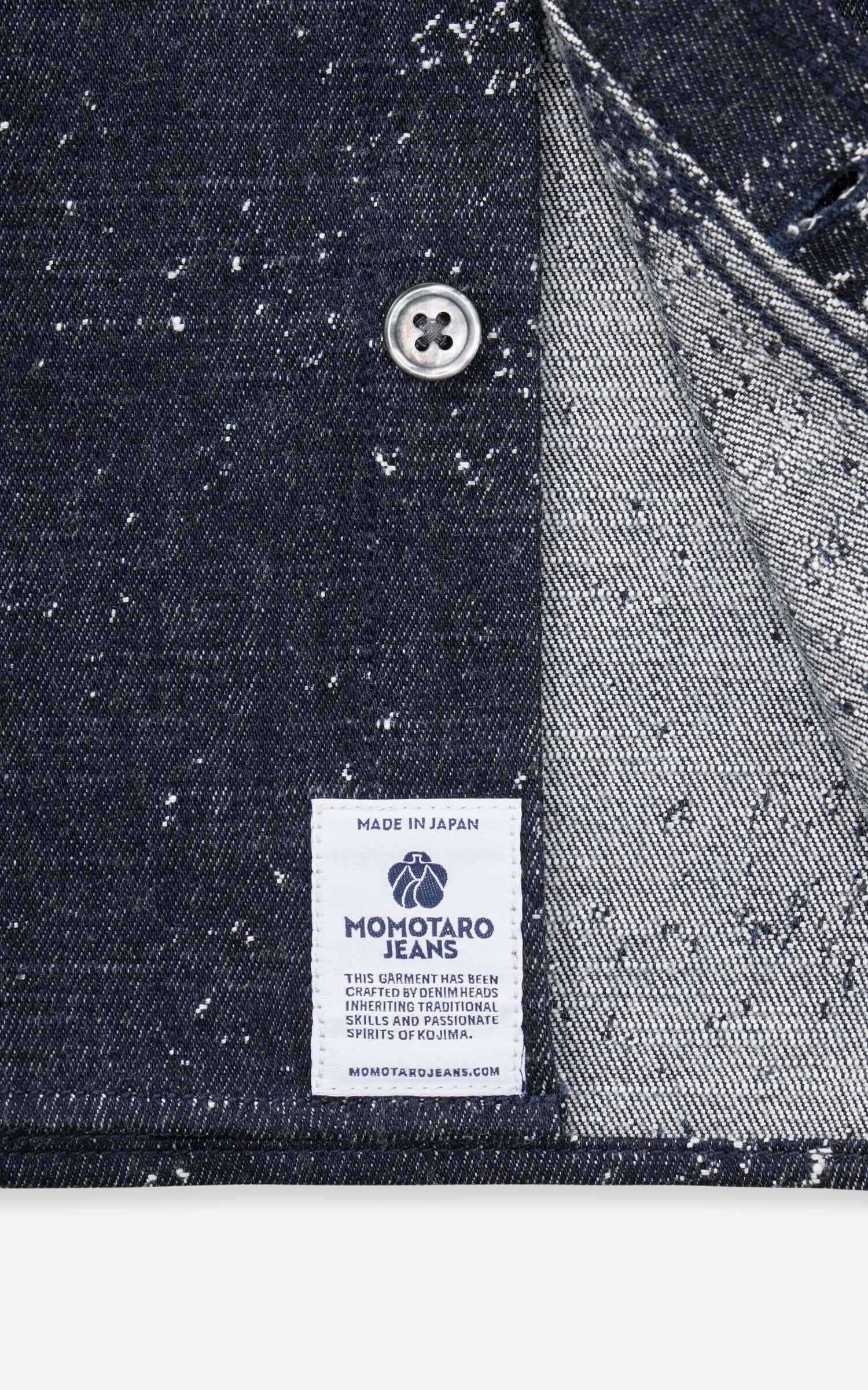 MOMOTARO JEANS MMLS6008 Jacquard L/S Shirt Indigo - Image 7
