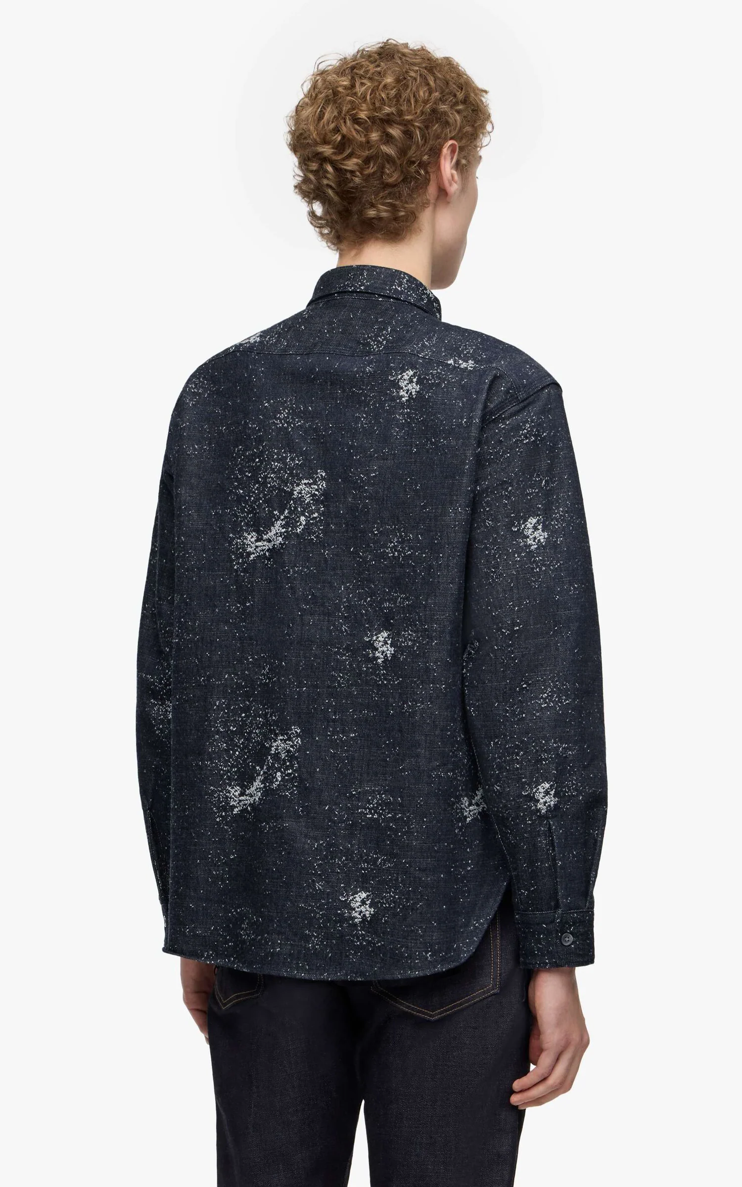 MOMOTARO JEANS MMLS6008 Jacquard L/S Shirt Indigo - Image 8