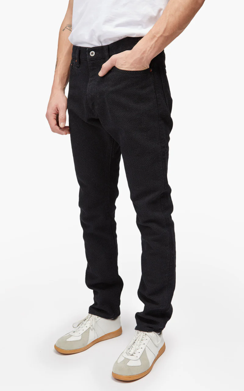 Momotaro Jeans MPT1030M23 Super Heavy Sashiko Pant Black 15oz - Image 4