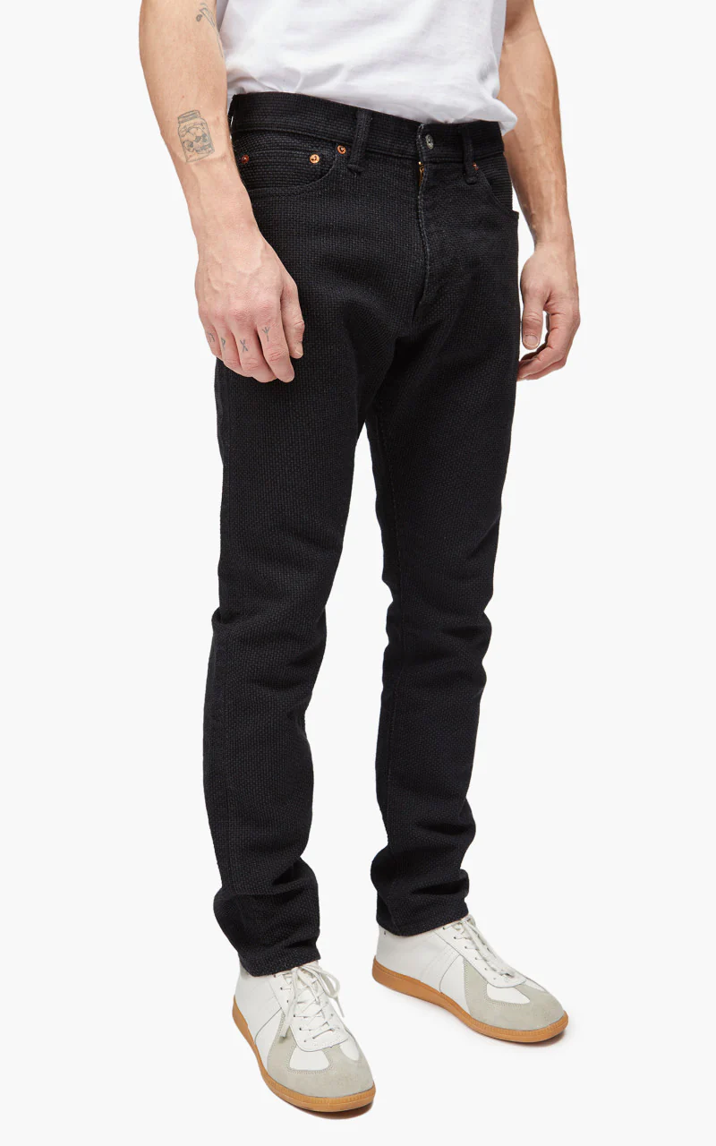 Momotaro Jeans MPT1030M23 Super Heavy Sashiko Pant Black 15oz - Image 5