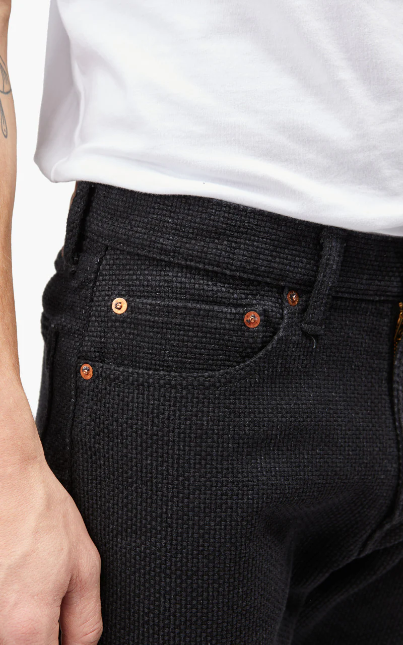 Momotaro Jeans MPT1030M23 Super Heavy Sashiko Pant Black 15oz - Image 7