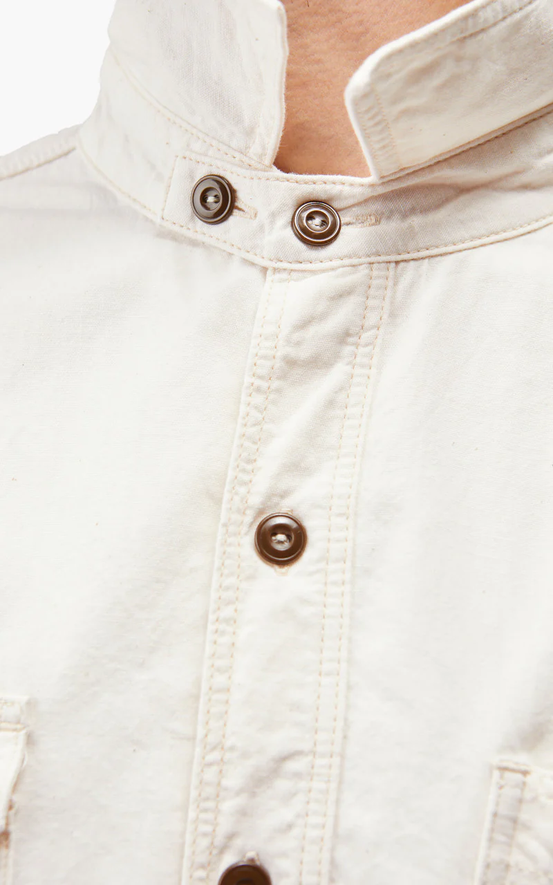 Momotaro Jeans MS044 5oz Chambray Work Shirt Natural - Image 5