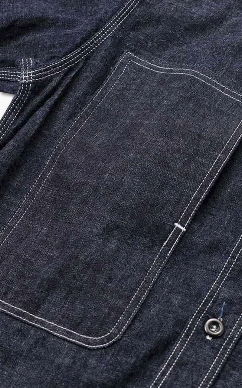 Momotaro Jeans MSS0010M31 GTB Selvedge Denim Jail Pocket Shirt Indigo 8oz - Image 3