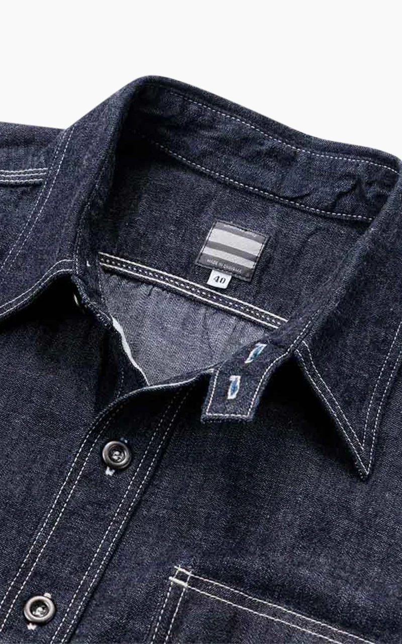 Momotaro Jeans MSS0010M31 GTB Selvedge Denim Jail Pocket Shirt Indigo 8oz - Image 7