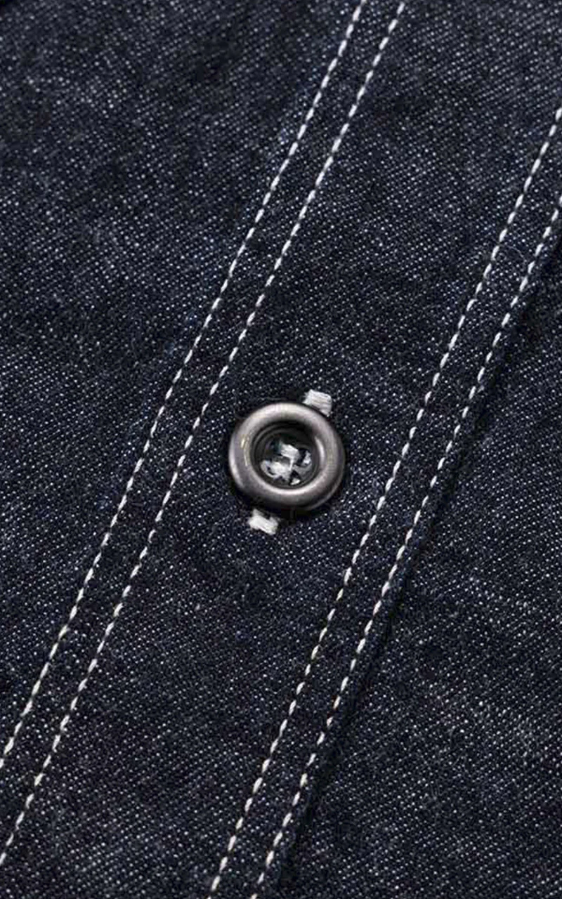 Momotaro Jeans MSS0010M31 GTB Selvedge Denim Jail Pocket Shirt Indigo 8oz - Image 9