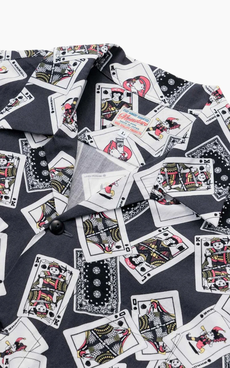 Momotaro Jeans MSS1010M31 Original Cards Design Hawaiian Shirt Black - Image 5