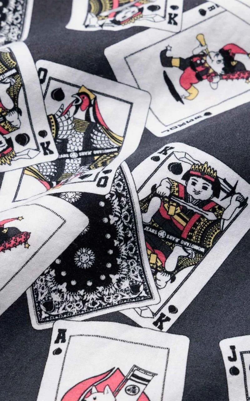 Momotaro Jeans MSS1010M31 Original Cards Design Hawaiian Shirt Black - Image 7