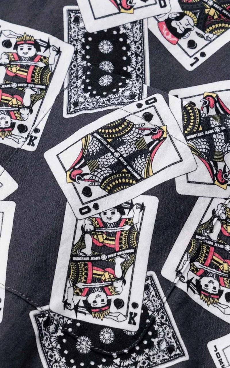 Momotaro Jeans MSS1010M31 Original Cards Design Hawaiian Shirt Black - Image 8