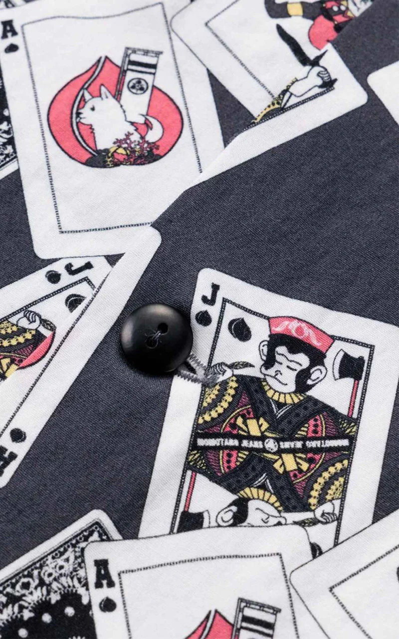 Momotaro Jeans MSS1010M31 Original Cards Design Hawaiian Shirt Black - Image 9