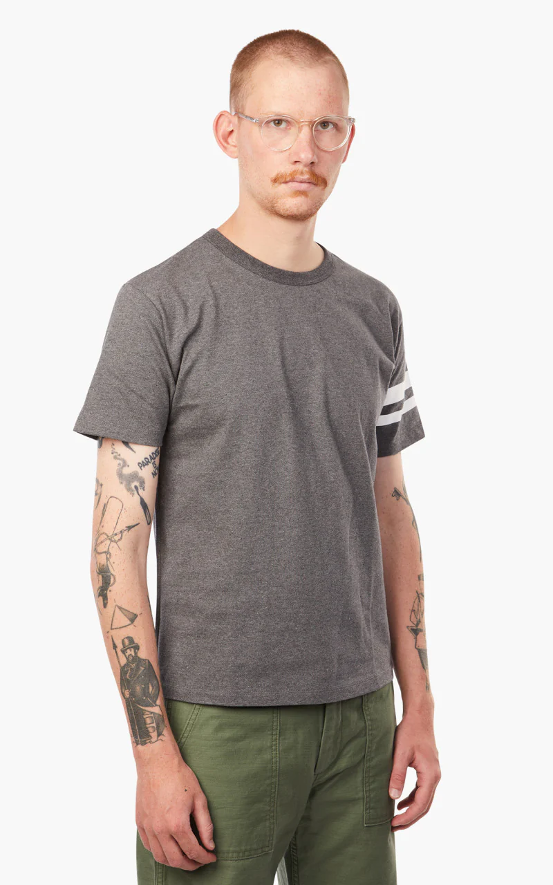 Momotaro Jeans MT002 Zimbabwe Cotton T-Shirt Dark Grey - Image 3