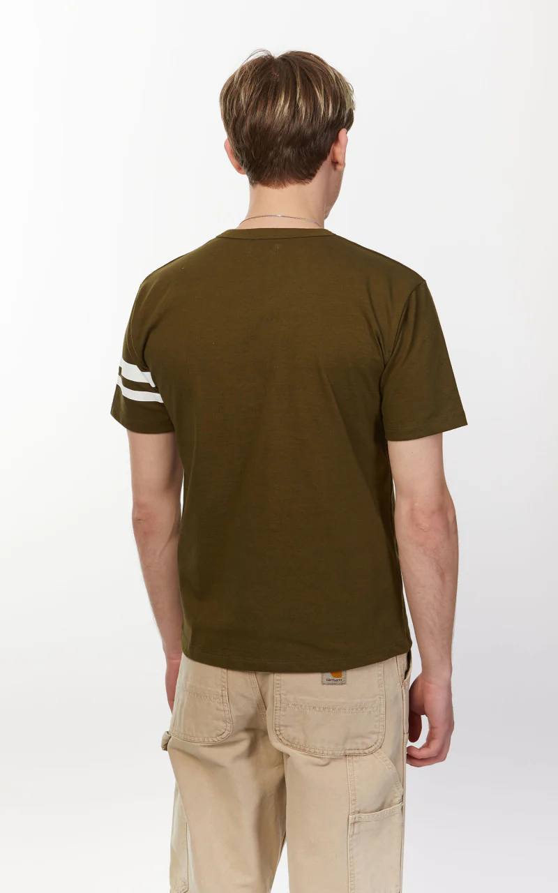 Momotaro Jeans MT002 Zimbabwe Cotton T-Shirt Olive Drab - Image 5