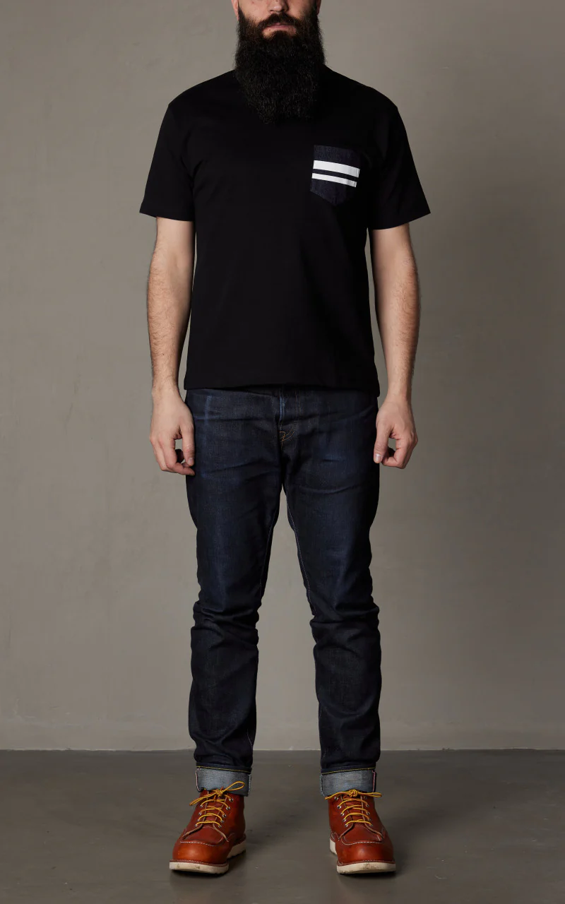 Momotaro Jeans MT003 GTB Denim Pocket T-Shirt 8.5oz - Image 2