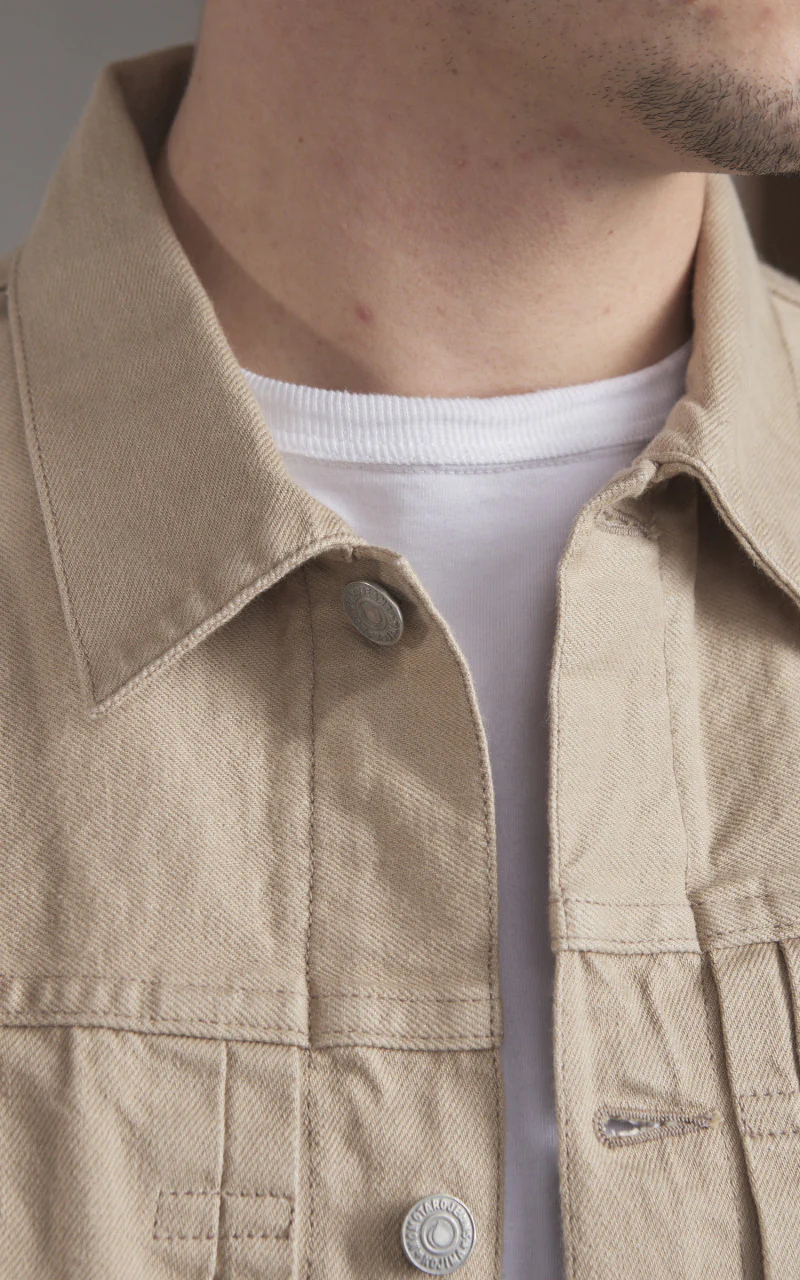 Momotaro Jeans MXGJ1004 Kakishibu Dyed Type 2 Denim Jacket Beige 13.5oz - Image 5