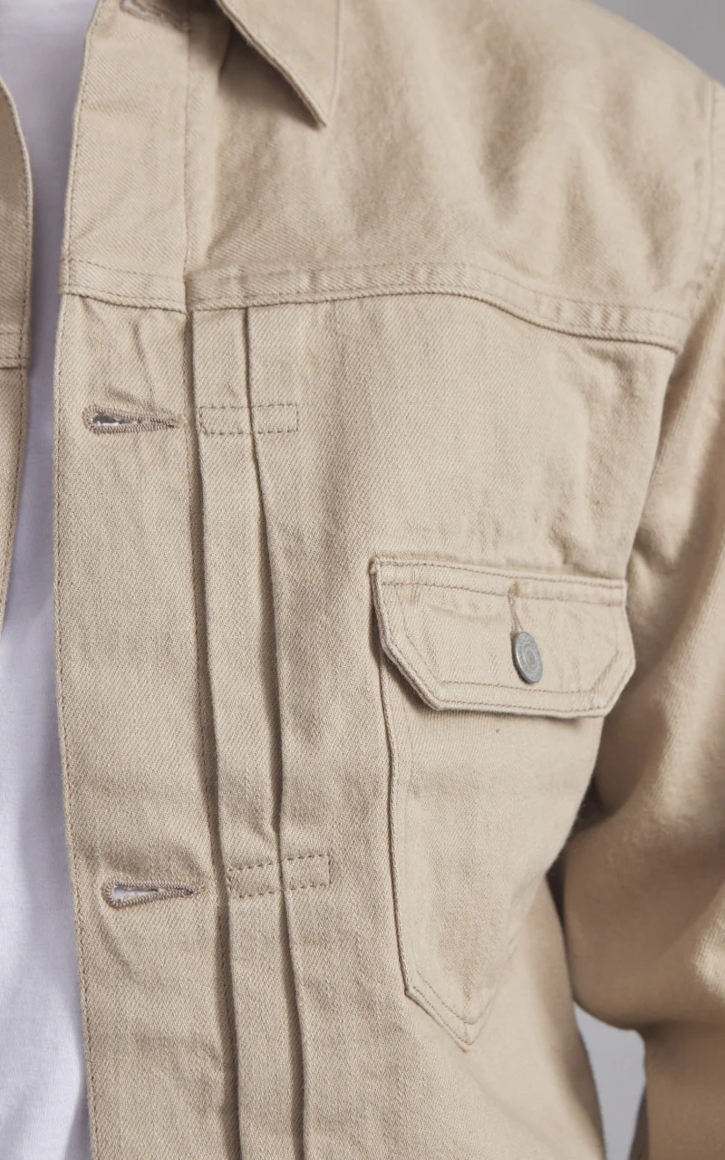 Momotaro Jeans MXGJ1004 Kakishibu Dyed Type 2 Denim Jacket Beige 13.5oz - Image 6