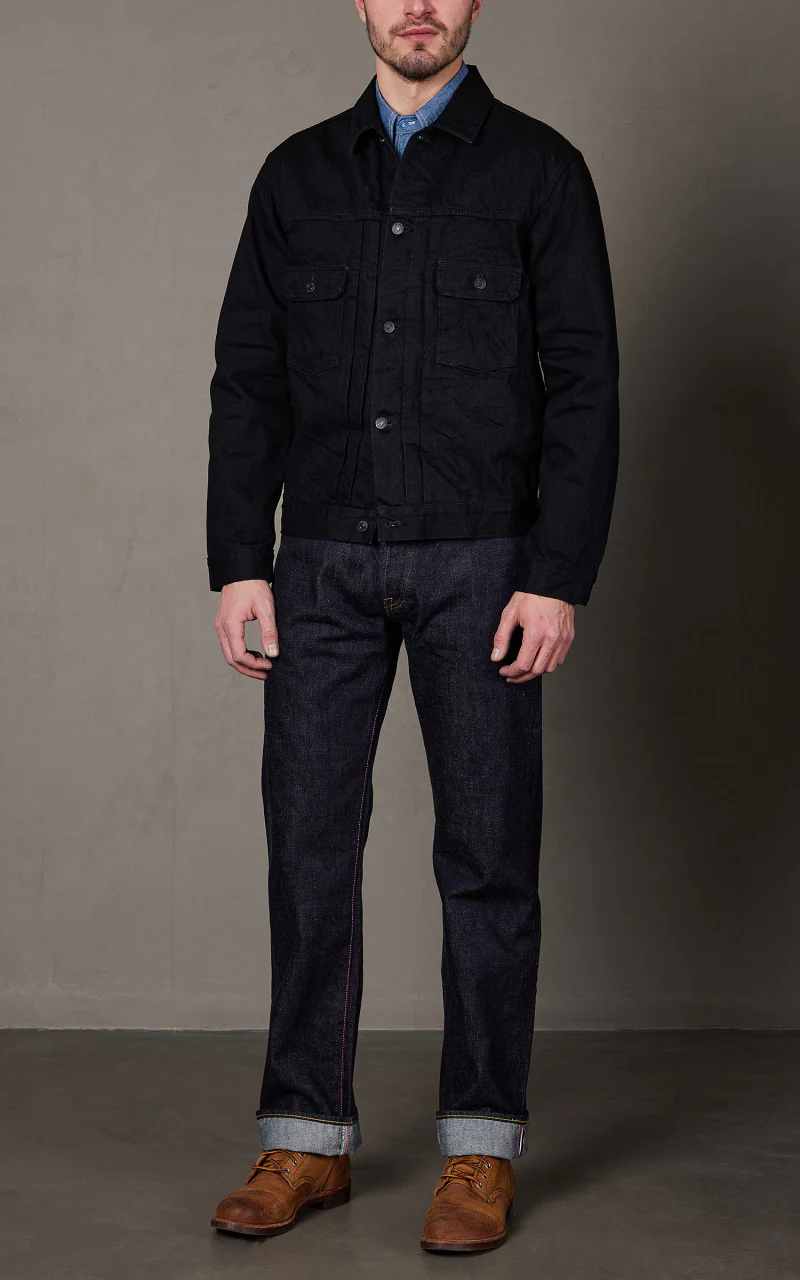 Momotaro Jeans MXGJ1108 Type 2 Denim Jacket Black x Black 15.7oz - Image 2